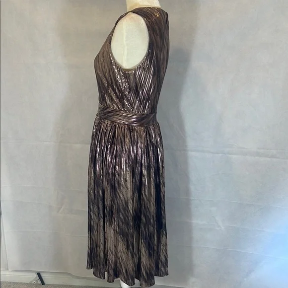 Gold and Brown Embellished A-Line Cocktail Dress - Picture 5 of 10